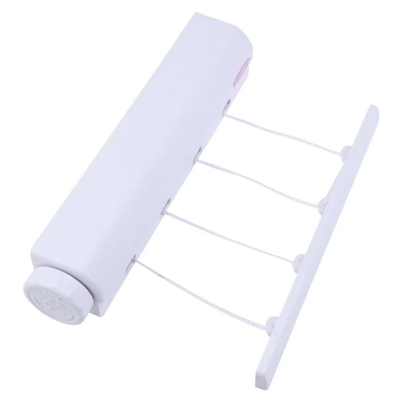1 Pc Clothesline, Automatic Telescopic Clothesline Wall Mounted Retractable Clothes Drying Rack Rope with Hook for Indoor Outdoor Supplies Punching Installation, White