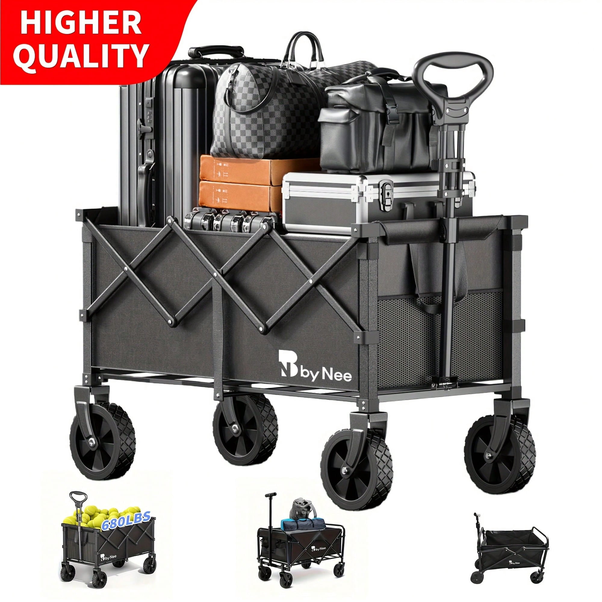 1 Pc Collapsible Foldable Wagon Cart, Trailer Holds 330 Lbs. Heavy Duty ...