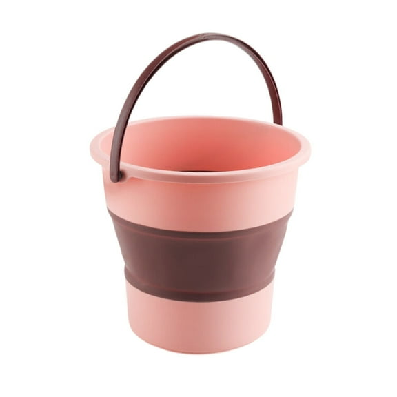 1 Pc Collapsible Plastic Bucket, Small Cleaning Mop Buckets, Foldable Round Tub with Handle, Plastic Foldable Portable Camping Beach Sand Water Pot Pail Space Saving, 8.7x7.7 Inch, Pink