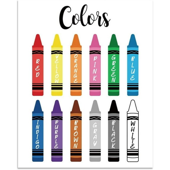 1 Pc Color Theme Educational Preschool Posters Red Yellow Orange Crayon Early Learning Poster Unframed Educational Charts for Kindergarten Nursery Classroom 8x10 inch(20.5x25.4cm) Black