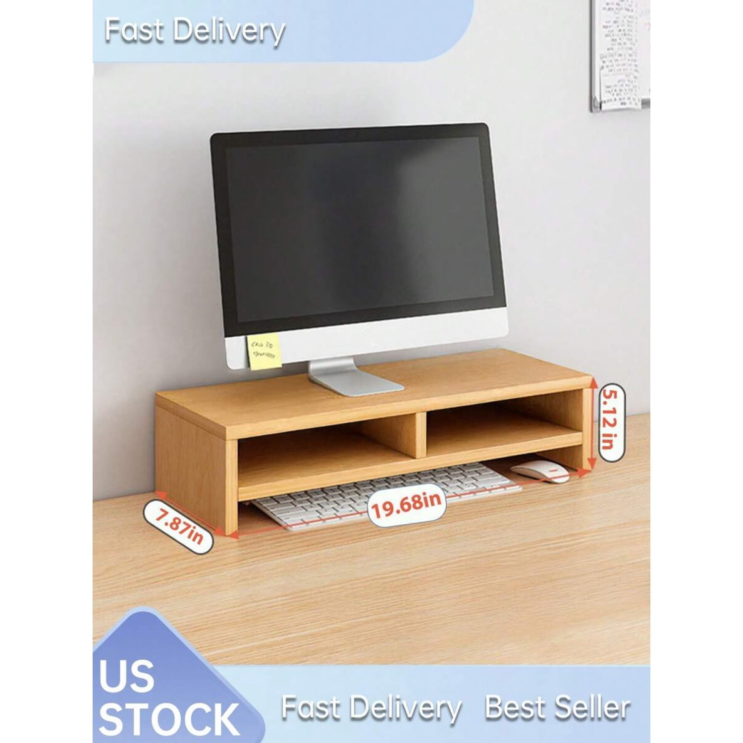 1 Pc Computer Monitor Heightening Rack Wooden Heightening Bracket ...