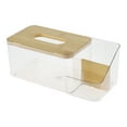 thumbnail image 1 of 1 Pc Convenient Divided Tissue Box Holder for Living Room Table Desk Clear PET Bamboo, 1 of 3