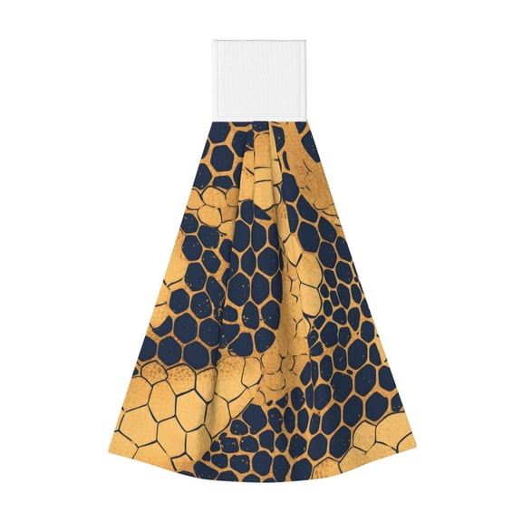 1 Pc Coral Fleece Hanging Hand Towel Quick Dry Absorbent Soft Dish Towel With Hook Loop Top For Kitchen Bathroom Car Bbq Outdoor Snake Skin Print Style Doderblue_3