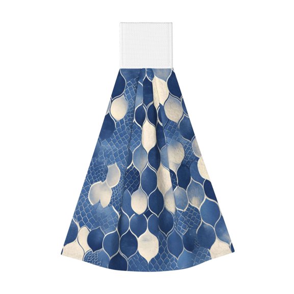 1 Pc Coral Fleece Hanging Hand Towel Quick Dry Absorbent Soft Dish Towel With Hook Loop Top For Kitchen Bathroom Car Bbq Outdoor Snake Skin Print Style Doderblue_4