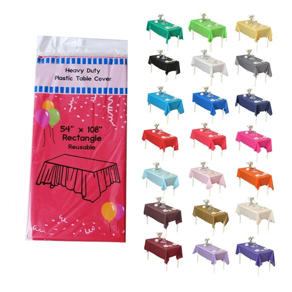 (1 Pc) Coral Premium Rectangle Heavy-Duty Plastic Table Covers ( Reusable)