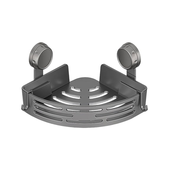 1 Pc Corner Shower Caddy Suction Cup Shower Shelf Corner No Drilling Bathroom Shower Organizer Storage Rack Adhesive with Towel Bar Hooks, 11.61x8.66x2.09 Inch, Black