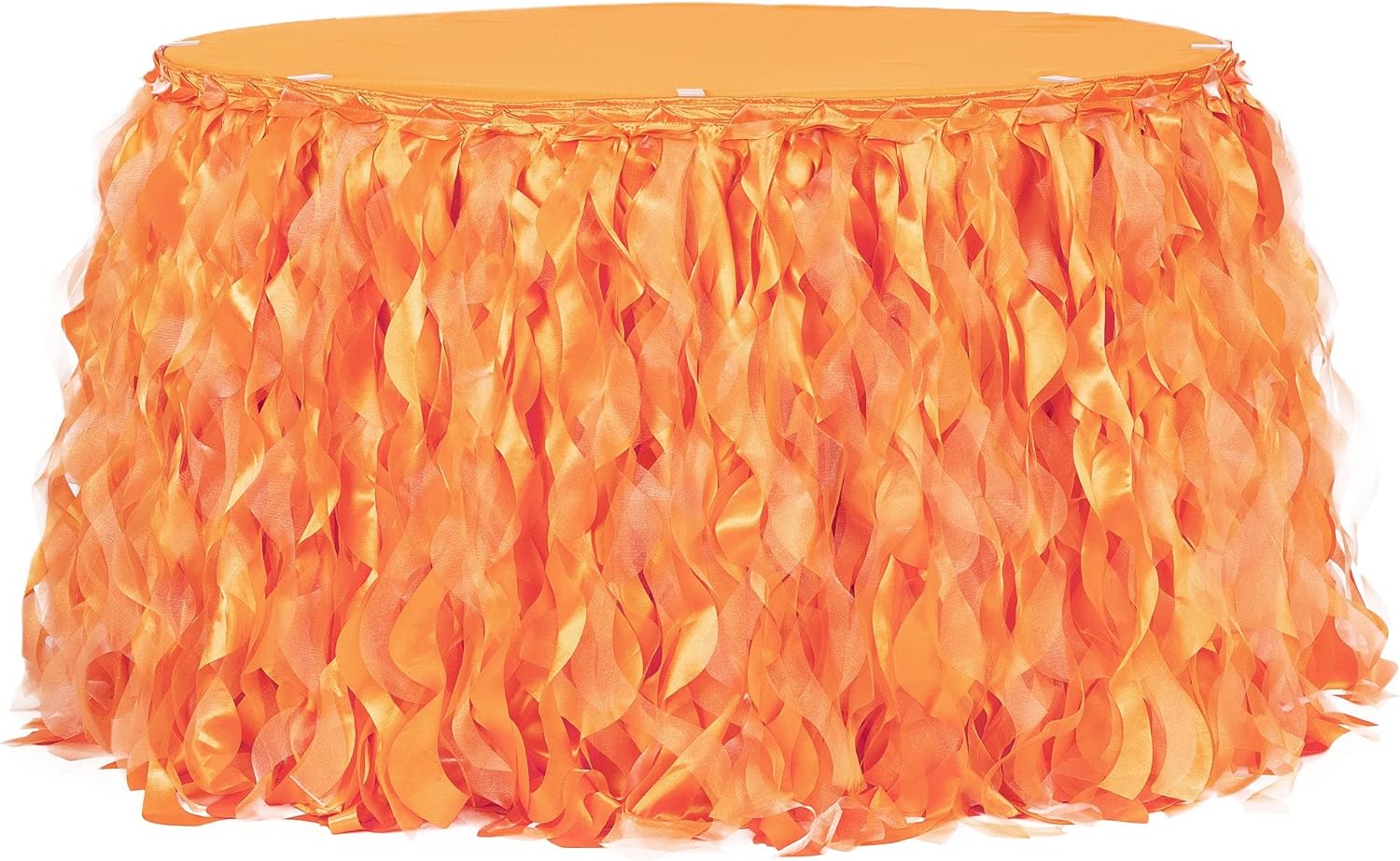 1 Pc, Curly Willow 14Ft Table Skirt - Orange For Weddings, Quinceaneras ...