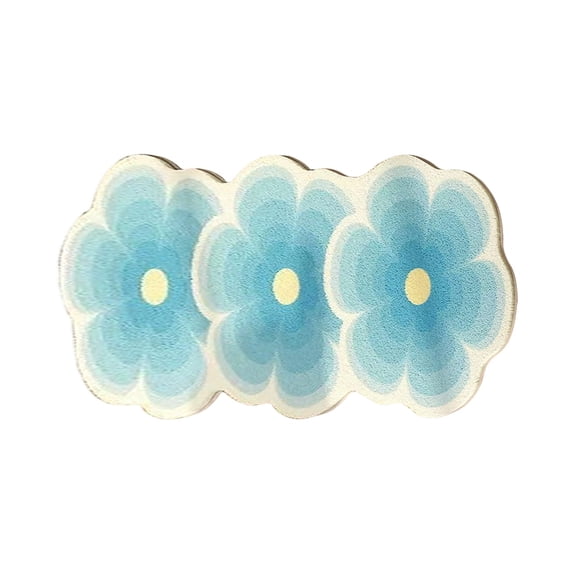 1 Pc Cute Flower Bath Mat Flower Pattern Non-Slip Washable Rugs Floor Mat Bathroom Rug Non Slip Washable High Absorbent Easy to Clean for Bathroom, Living Room, 23.62x15.75 Inch, Light Blue