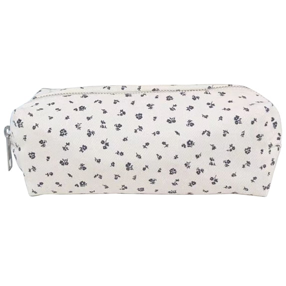 1 Pc Cute Pencil Case Pouch, Multipurpose Canvas Pencil Pouch, Aesthetic Small Floral Pencil Pouch with Smooth Zipper for Stationery, Study, Work, Travel, 7.09 Inch
