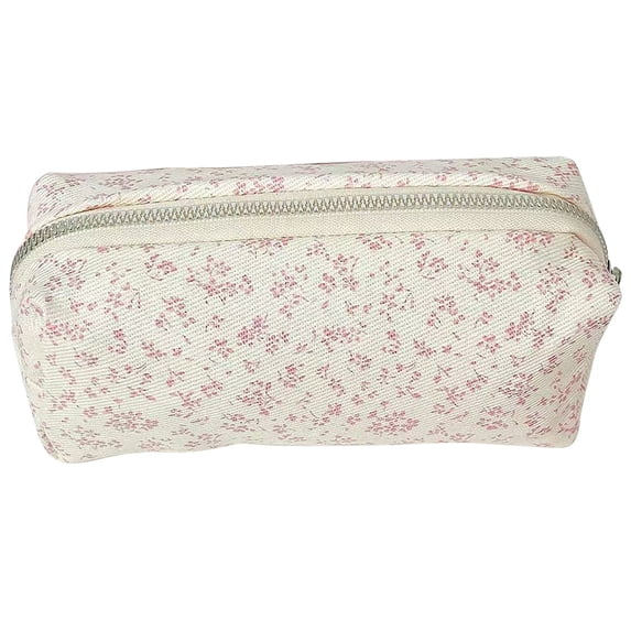 1 Pc Cute Pencil Case Pouch, Multipurpose Canvas Pencil Pouch, Aesthetic Small Floral Pencil Pouch with Smooth Zipper for Stationery, Study, Work, Travel, 7.09 Inch