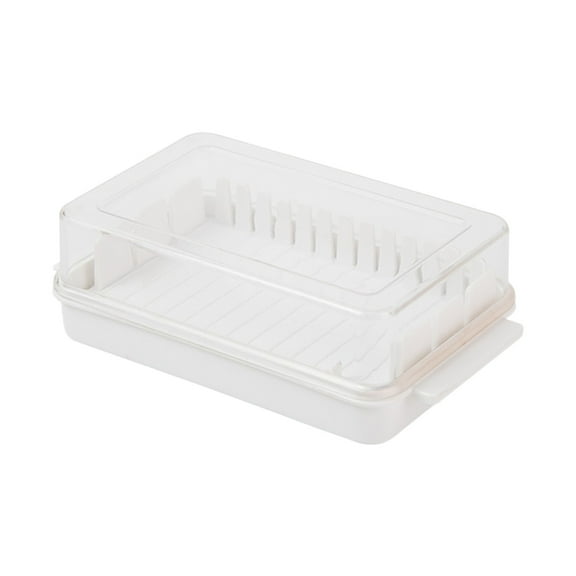 1 Pc Cutter Style Butter Case with Clear Lid, Butter Cutting Storage Box, Reusbale Butter Storage Container with Cutter Style for Kitchen, Fridge, Restaurant, 6.49x3.74x1.96 Inch, White