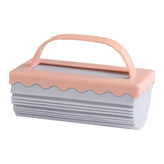1 Pc Damp Clean Duster Sponge with Handle, Damp Dusting Sponge, Duster Baseboard Cleaner Sponge with Ridges, Reusable Wet Duster Sponge, Household Cleaning Sponges for Blind, 4.88"x2.4"x2.99", Pink