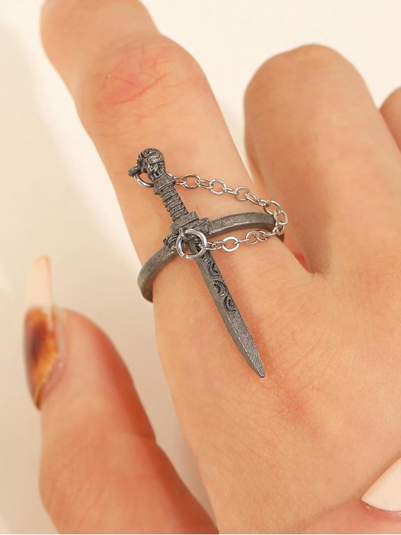1 Pc Dark Cross Sword Ring Promise Rings Trendy Elegant Unique Rings Engagement Ring Jewelry Gifts for Women Birthday Wedding Prom Elegant Gifts