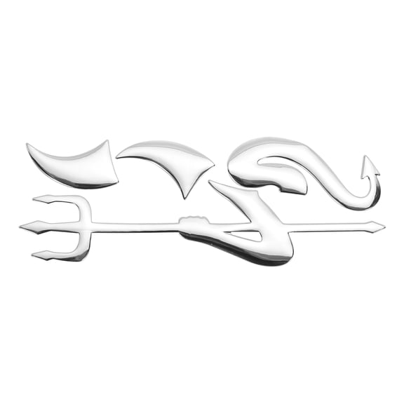 1 Pc Devil Fork Pattern Car Bumper Sticker Decal Waterproof Soft Rubber Silver ToneMotorbike Window Laptops Suitcase Scratch Blocking Sticker 15x6cm