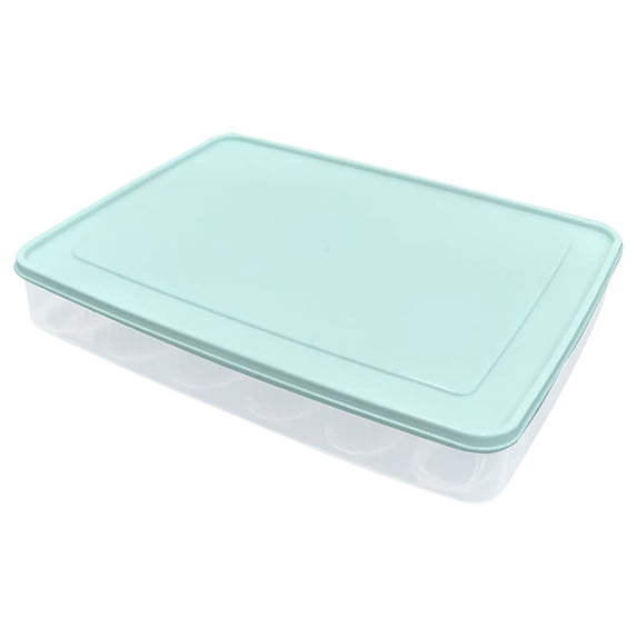 1 Pc Deviled Egg Containers with Lid, Portable Storage Carrier Egg Holder, Stackable Plastic Egg Tray Carrier for Kitchen, Fridge, Keep Fresh, Easter, 11.81x9.06x2.24 Inch, Blue