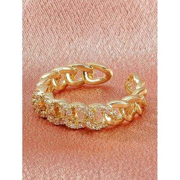 1 Pc Diamond Chunky Open Stackable Ring Promise Ring Trendy Elegant Unique Engagement Ring for Women Brass Modern Open Circle Female Clear DIY