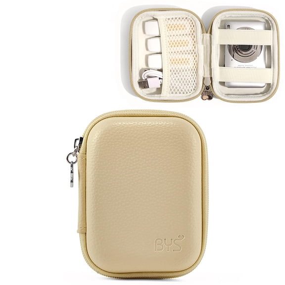 1 Pc Digital Camera Storage Case, PU Leather Carrying Pouch with Pocket for Camera Accessories SD Card, 13.5x9.5x6cm, Khaki