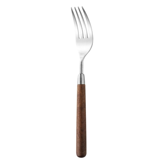 1 Pc Dinner Fork, Stainless Steel Fork with Round Wooden Effect Handle, Forks Silverware Set for Home Kitchen Restaurant Hotel, 7.87 Inch, Fork