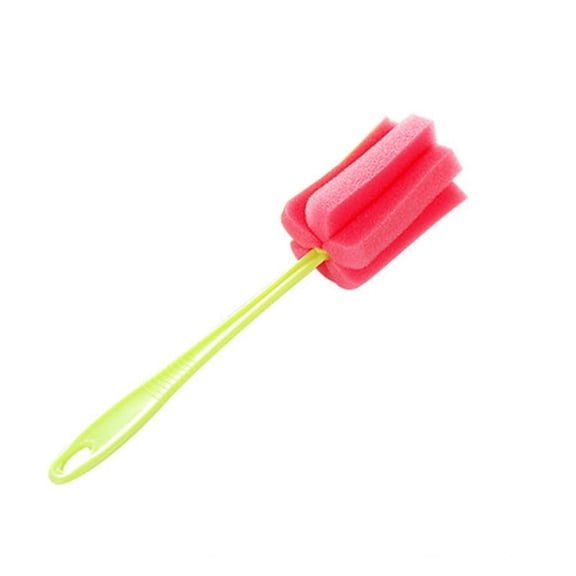 1 Pc Dishwashing Foam Sponge Brush Long Handle Bottle Scrubber Cleaning Sponges Brushes Cleaner Soft Foam Sponge Brush for Bottle Kitchen Clean Glasses Mugs Cups Vacuum Cup, Random Color