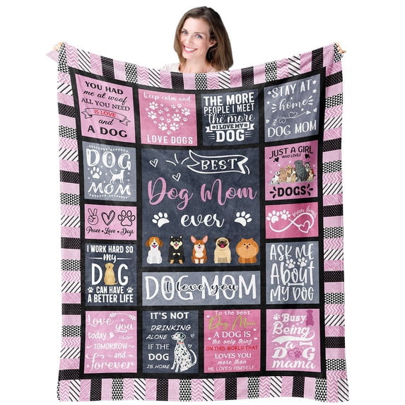 1 Pc Dog Mom Gifts Blanket, Best Dog Mom Gifts For Women, Gifts For Dog Moms, Dog Lover Gifts, Gifts For Dog Lovers Women Suitable For Nap, Office, Sofa, Couch, Bed