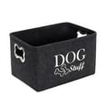 thumbnail image 1 of 1 Pc Dog Toys Storage Bins Felt Pet Baskets Dog Toy Bin Box Basket Storage Container, Pet Toy Basket Bin Box for Dog Toys, Dog Toy Baskets with Metal Handle, 14.9x10.62x9.84 Inch, Black, 1 of 7