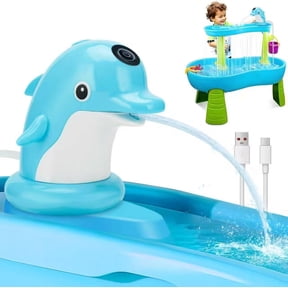 1 Pc Dolphin Shaped Rechargeable Water Table Pump, No Drill Base Battery Powered Water Pump for Step2 Water Table, Blue Kids Outdoor Water Play Table Accessories