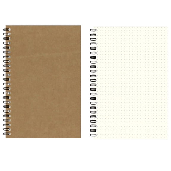 1 Pc Dotted Spiral Notebook, A5 Thick Paper Journal Notebook, Hard Kraft Cover Notebook, 50 Sheets Wirebound Journals for Listing, Planning, Note Taking, 8.27x5.51 inch