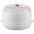 thumbnail image 1 of 1 Pc Double Layer Microwave Vegetable Steamer, Multifunctional Food Steamer with Transparent Lid, Fast Steaming Cookware for Dumplings Vegetables, 25x20x11cm, Multicolor, 1 of 9