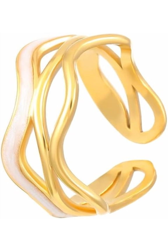 1 Pc Double Oil Drip Rings Retro Gold Color Double Oil Drip Open Rings Promise Rings Trendy Elegant Unique Ring Jewelry Gifts for Women Birthday Valentine's Day Elegant Gifts Gold DIY