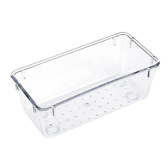 1 Pc Drawer Organizer - Plastic Storage Bins, Acrylic Organizers with Non-Slip Pads Clear Desk Storage Tray for Makeup, Jewelries, Kitchen Utensils, Bathroom and Office, 5.9x2.95x2.16 Inch, Clear