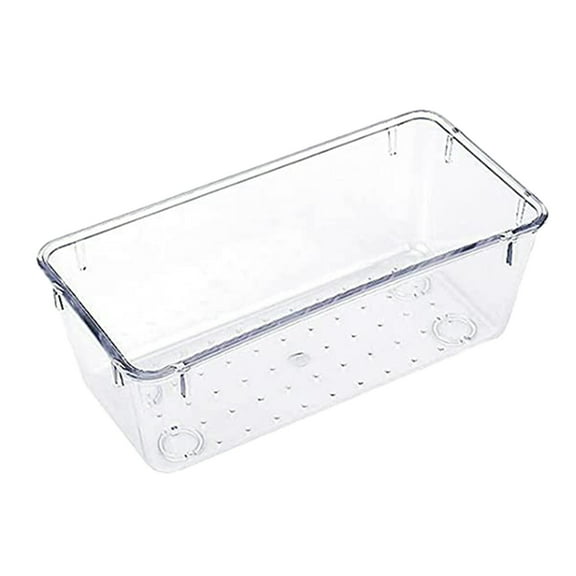 1 Pc Drawer Organizers Clear Plastic Drawer Organizers and Storage Bins for Kitchen, Bathroom, Office, Dresser Desk Drawer Organizer Tray for Jewelry, Makeup, Junk, Gadgets, 5.9x2.95x2.16 Inch, Clear