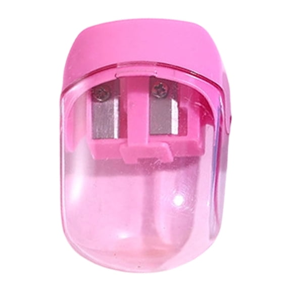 1 Pc Dual Hole Pencil Sharpener with Lid, Handheld Manual Sharpener with Shavings Catcher, Pink