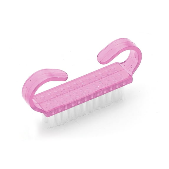 1 Pc Durable Translucent Horn Nail Brush for Cleaning Fingernails 2.44"x1.38" Pink