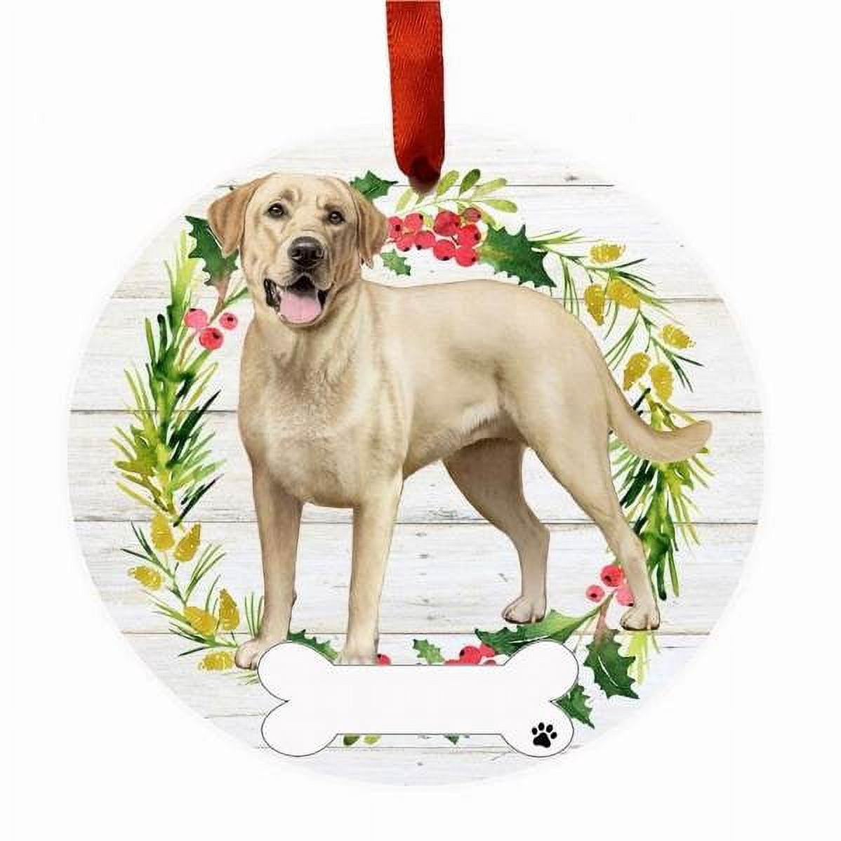 E & S Imports 3.50In Ceramic Yellow Labrador Ornament, Ceramic, Dog Puppy Ribbon Cherish Pet 55020Fb