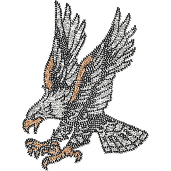 1 Pc Eagle Pattern Iron on Rhinestones Transfer Bling DIY Patch Clothing Repair Applique T-Shirt Vest Shoes Hat Jacket Decor Clothing DIY Accessories