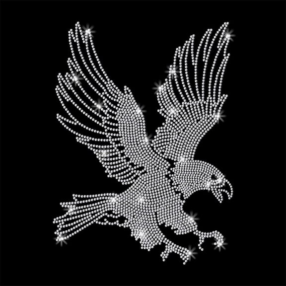 1 Pc Eagle Pattern Rhinestone Iron on Hotfix Transfer Decal Bling DIY Patch Clothing Repair Applique T-Shirt Vest Shoes Hat Jacket Decor Clothing DIY Accessories