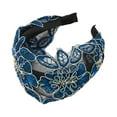 thumbnail image 1 of 1 Pc Elegant Embroidery Lace Wide Hairband for Women for Girls 5.91"x5.12" Blue, 1 of 2