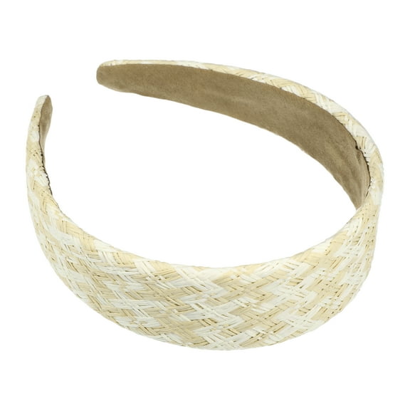 1 Pc Elegant Flat Raffia Straw Headband for Women for Girls 5.91"x1.57" Beige