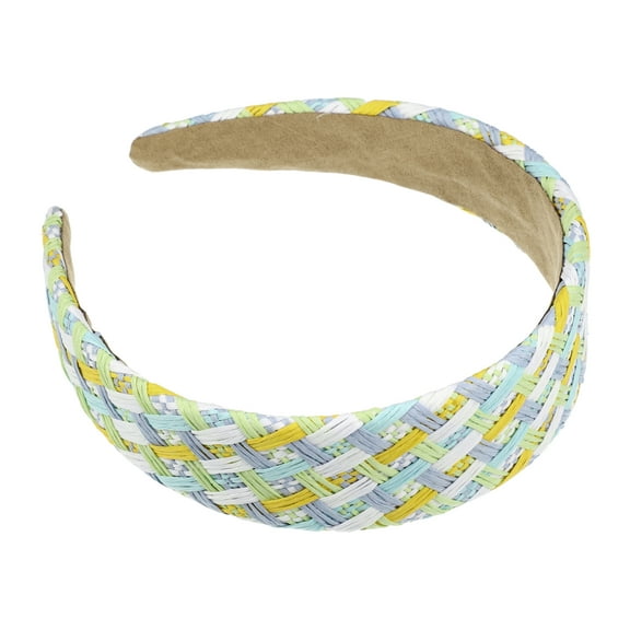 1 Pc Elegant Flat Raffia Straw Headband for Women for Girls 5.91"x1.57" Blue