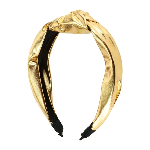 1 Pc Elegant Glossy Knotted Wide Hairband for Women for Girls 6.69"x5.12" Gold Tone