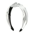 thumbnail image 1 of 1 Pc Elegant Glossy Knotted Wide Hairband for Women for Girls 6.69"x5.12" Silver Tone, 1 of 2