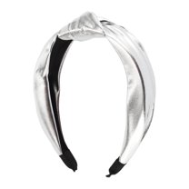 1 Pc Elegant Glossy Knotted Wide Hairband for Women for Girls 6.69"x5.12" Silver Tone