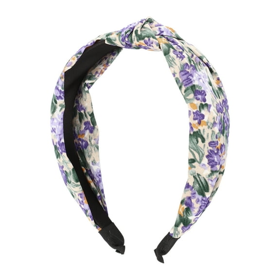 1 Pc Elegant Knotted Printed Wide Hairband for Women for Girls 6.30"x4.92" Purple