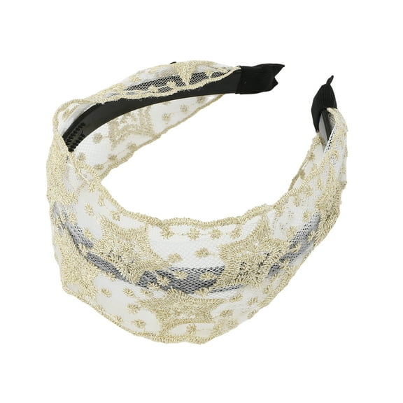 1 Pc Elegant Lace Mesh Star Pattern Hairband for Women for Girls 6.30"x5.12" Beige