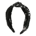thumbnail image 1 of 1 Pc Elegant Sequined Knotted Wide Hairband for Women for Girls 6.69"x5.31" Black, 1 of 2