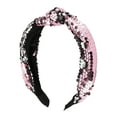 thumbnail image 1 of 1 Pc Elegant Sequined Knotted Wide Hairband for Women for Girls 6.69"x5.31" Pink, 1 of 2