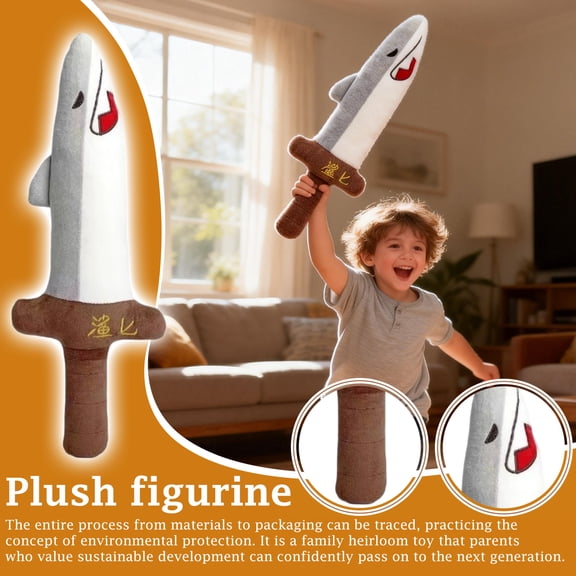 1 Pc Engaging / Interactiveny Shark Sword Plush Toy, Soft Stuffed Novelty Plaything with Adorable Shark & Sword Design, Perfect for Indoor Play, Birthday Gifts, Family Game Nights for All Ages