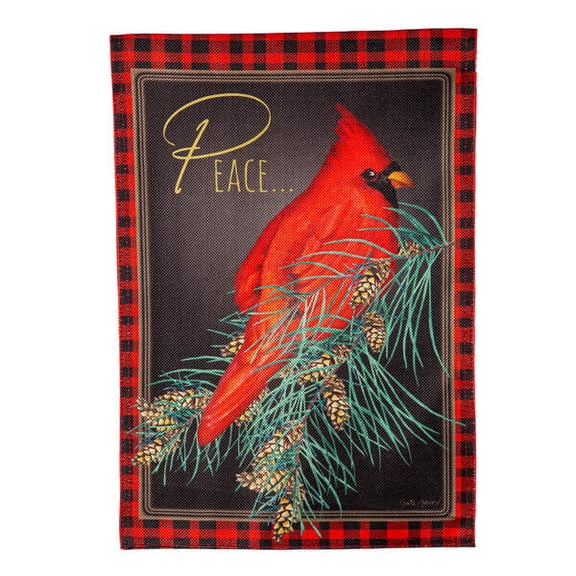 Evergreen Flag,Cardinal Peace Burlap Garden Flag,12.5x0.2x18 Inches