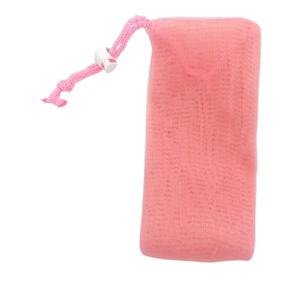 1 Pc Exfoliating Soap Mesh Bag,7.48'' Fine Mesh Soap Bag,Handmade Soaps Bubble Meshs Net Bags with Drawstring,Portable Exfoliating Soaps Holder for Foaming and Drying Bath Shower(Pink)