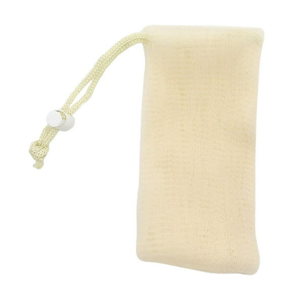 1 Pc Exfoliating Soap Mesh Bag,7.48'' Fine Mesh Soap Bag,Handmade Soaps Bubble Meshs Net Bags with Drawstring,Portable Exfoliating Soaps Holder for Foaming and Drying Bath Shower(Beige)